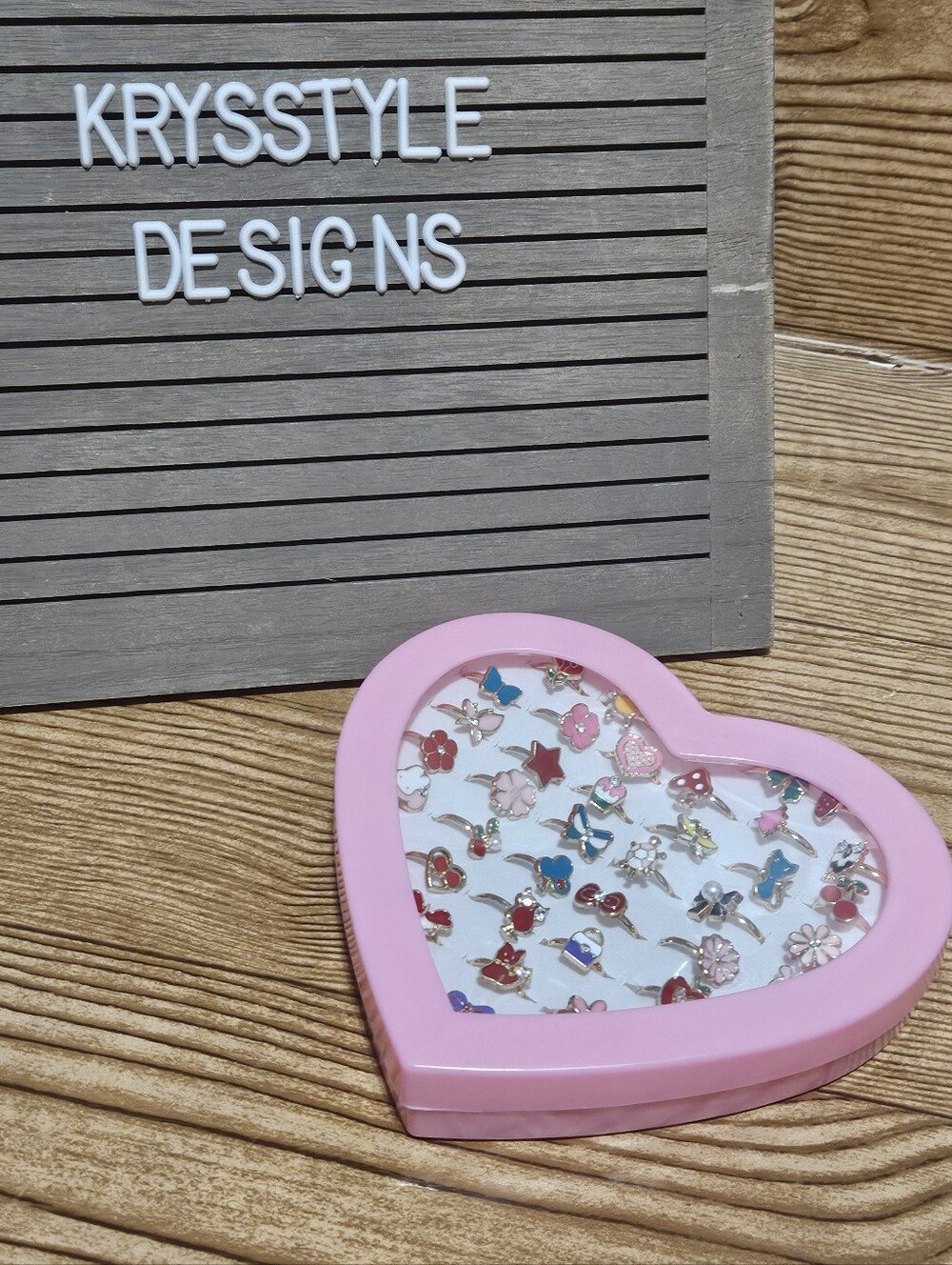 Kids Ring Set 36 Piece Heart Flower Butterfly
